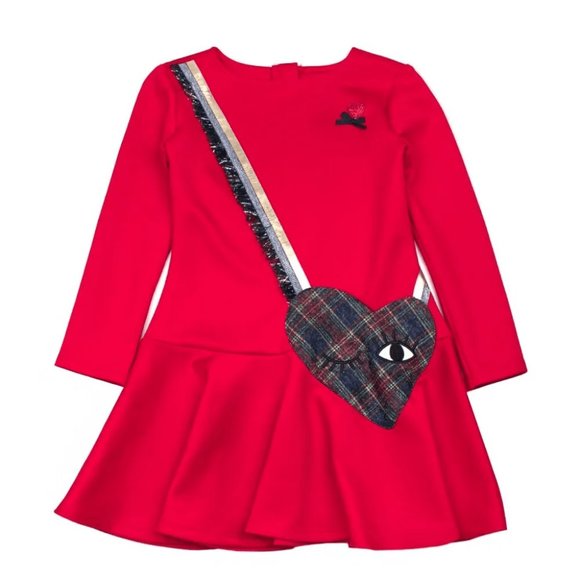 KATE MACK & BISCOTTI RED DRESS WITH PURSE - POCKET Size girls 4 - Picture 1 of 7